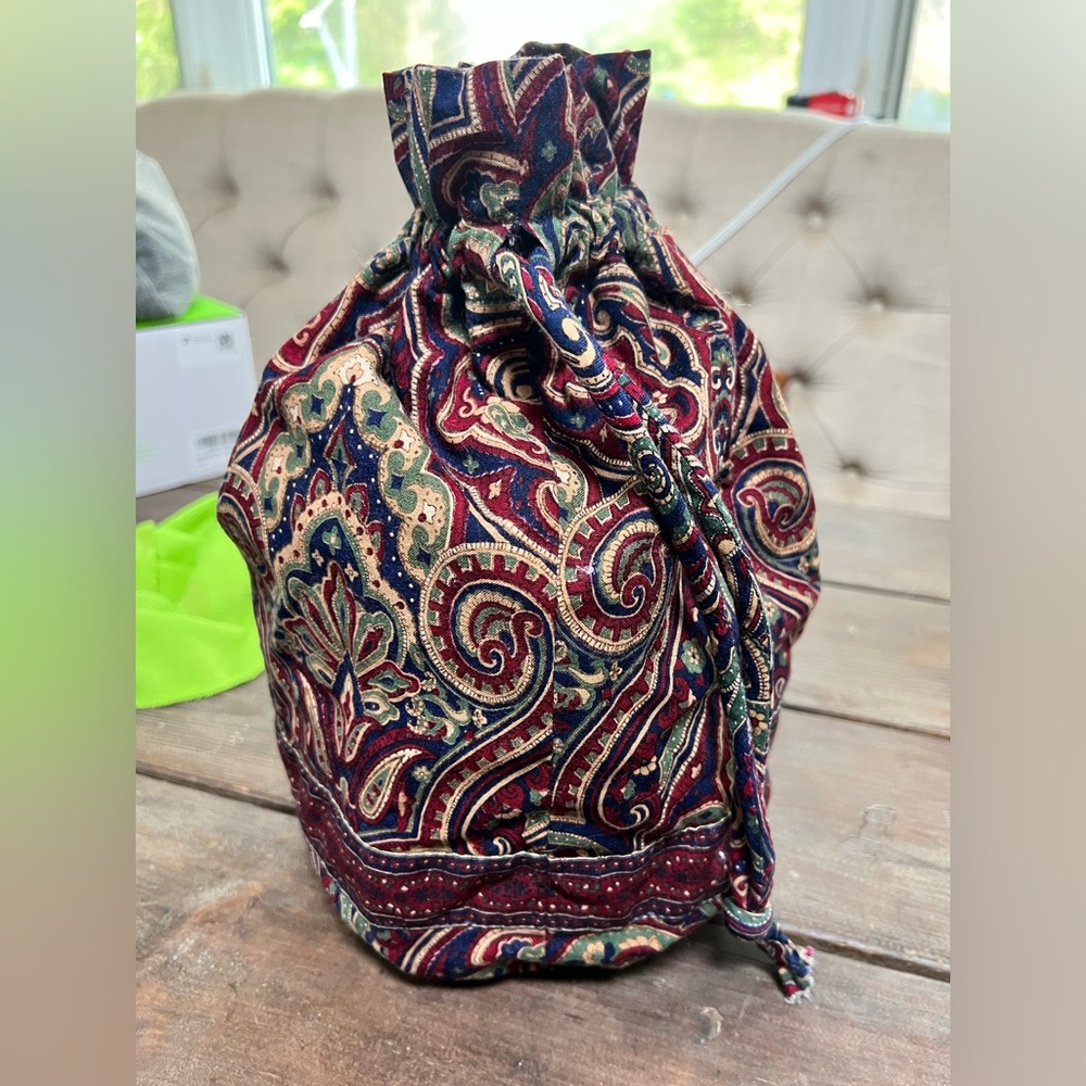 Vintage Vera Bradley Drawstring Line Bag Retired Floral Paisley